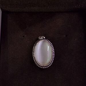 White Cats Eye Oval Pendant